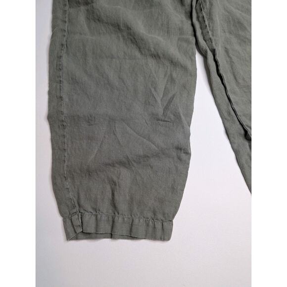 Poetry Linen Balloon Barrel Pants Green Size 14 Cropped Lagenlook Boho - Picture 3 of 11